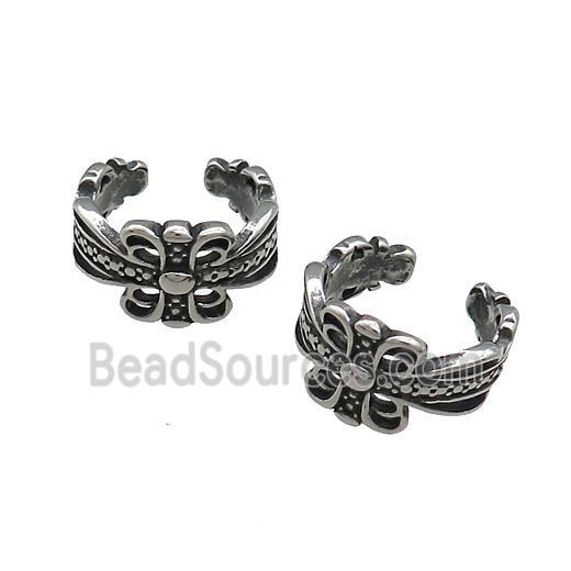 Stainless Steel Clip Earrings Antique Silver