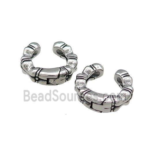 Stainless Steel Clip Earrings Antique Silver