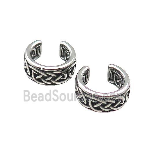 Stainless Steel Clip Earrings Antique Silver