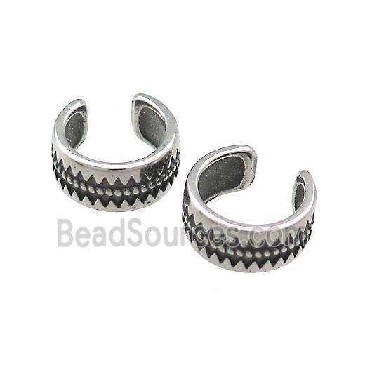 Stainless Steel Clip Earrings Antique Silver