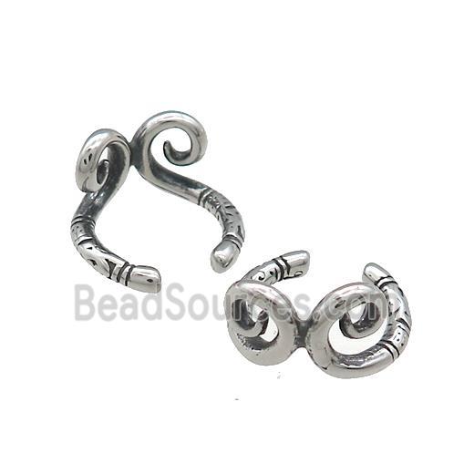 Stainless Steel Clip Earrings Inhibitions Antique Silver