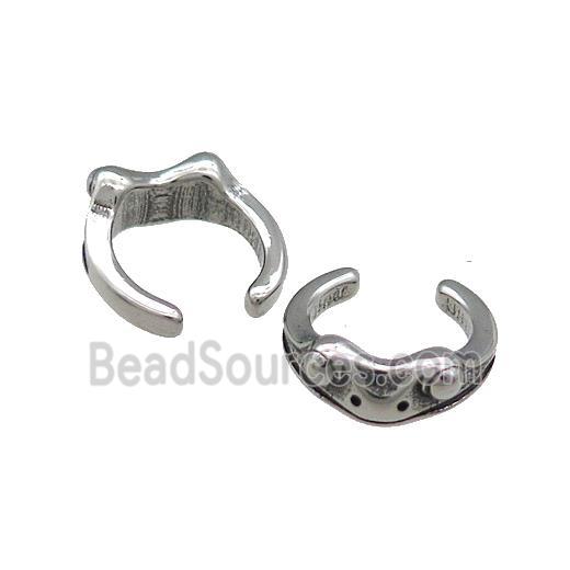 Stainless Steel Clip Earrings Antique Silver