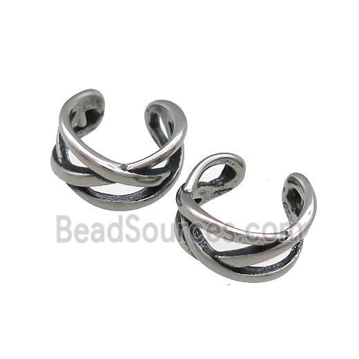 Stainless Steel Clip Earrings Antique Silver