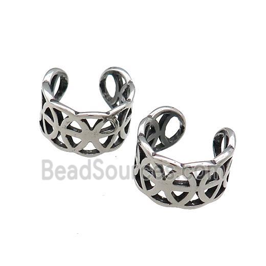 Stainless Steel Clip Earrings Antique Silver