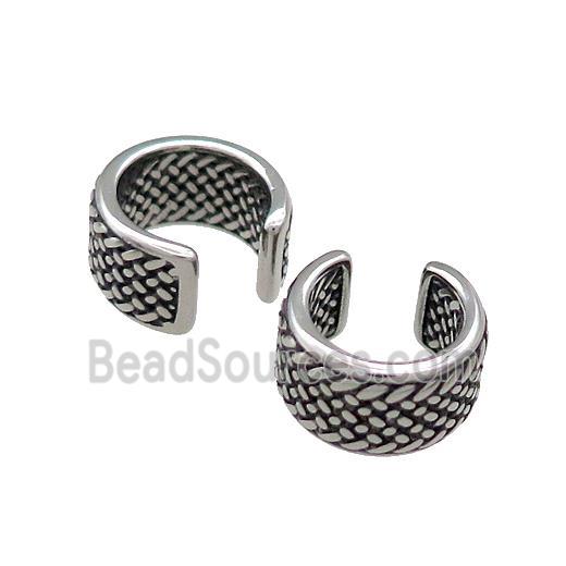 Stainless Steel Clip Earrings Antique Silver