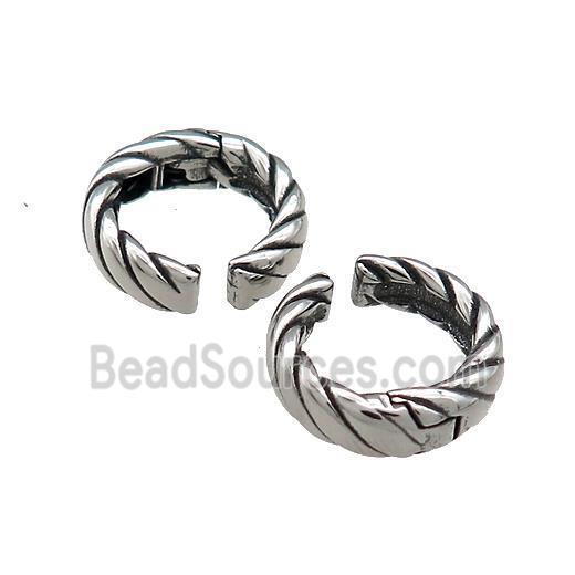 Stainless Steel Clip Earrings Antique Silver