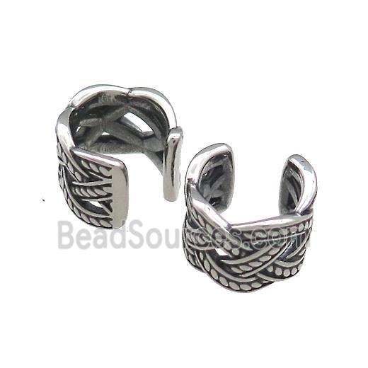 Stainless Steel Clip Earrings Antique Silver