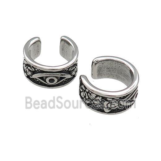 Stainless Steel Clip Earrings Eye Antique Silver