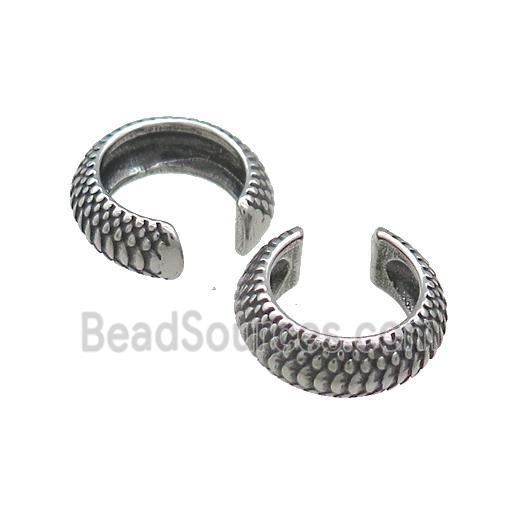 Stainless Steel Clip Earrings Antique Silver