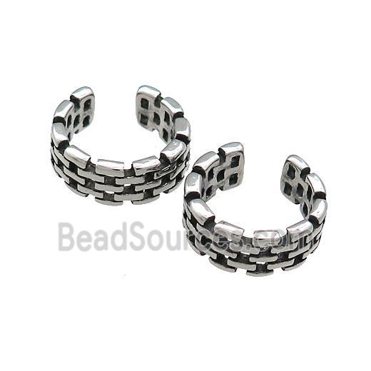 Stainless Steel Clip Earrings Antique Silver