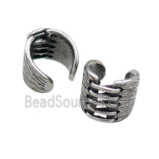 Stainless Steel Clip Earrings Antique Silver