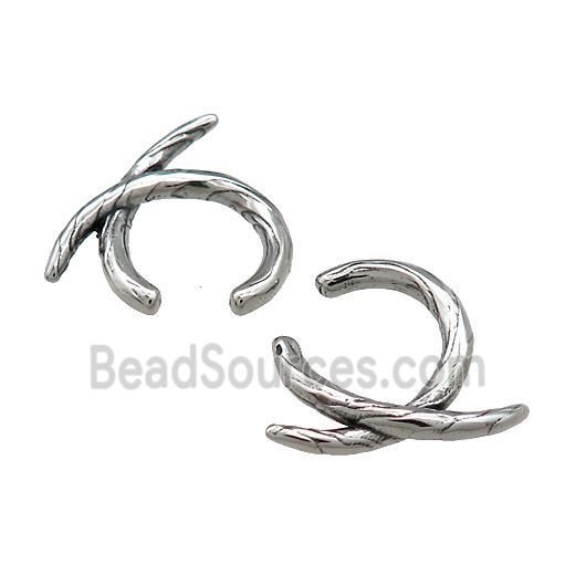 Stainless Steel Clip Earrings Antique Silver