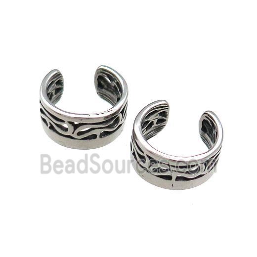 Stainless Steel Clip Earrings Antique Silver