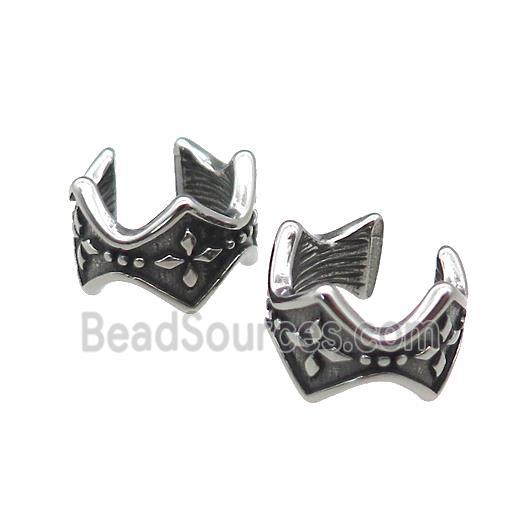 Stainless Steel Clip Earrings Antique Silver