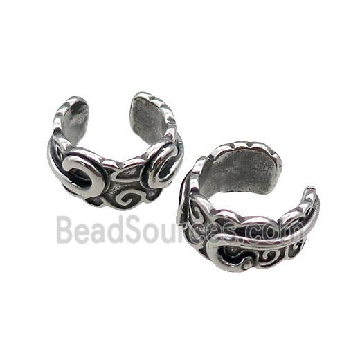 Stainless Steel Clip Earrings Antique Silver