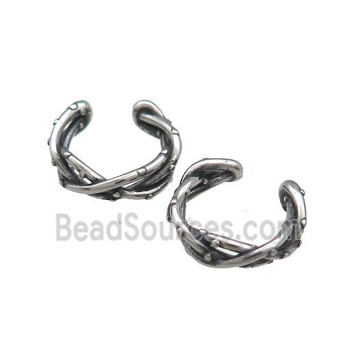 Stainless Steel Clip Earrings Antique Silver