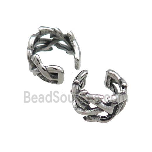 Stainless Steel Clip Earrings Antique Silver