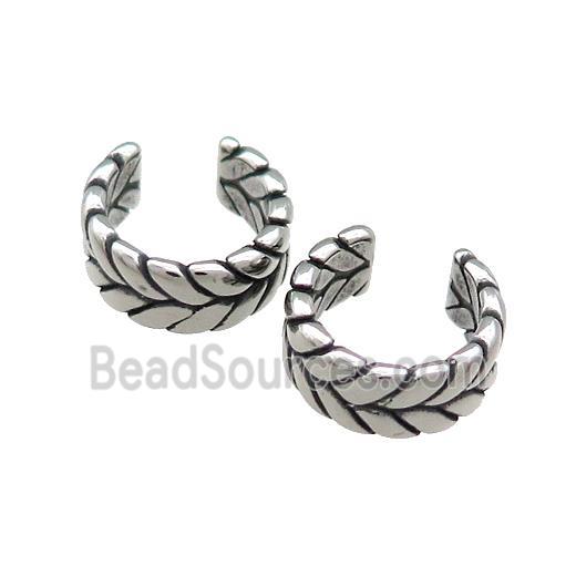 Stainless Steel Clip Earrings Antique Silver