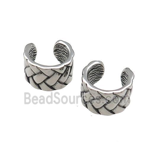 Stainless Steel Clip Earrings Antique Silver