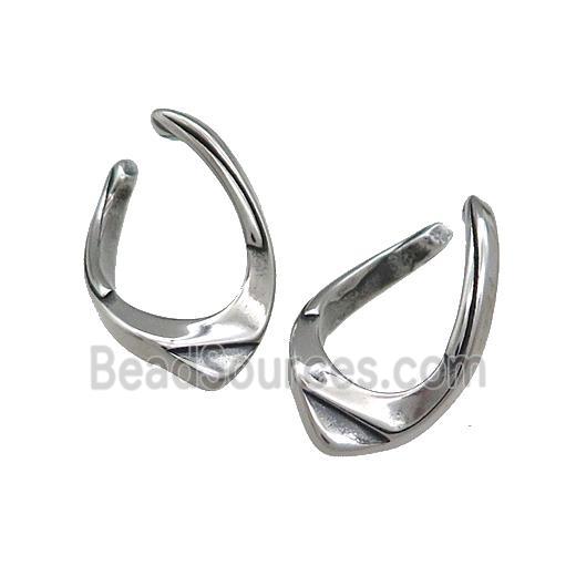 Stainless Steel Clip Earrings Antique Silver