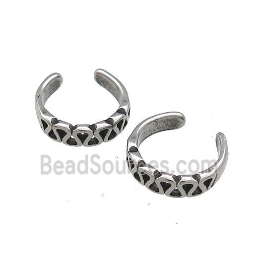 Stainless Steel Clip Earrings Antique Silver