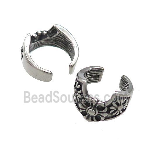 Stainless Steel Clip Earrings Antique Silver