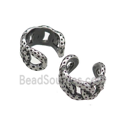 Stainless Steel Clip Earrings Antique Silver