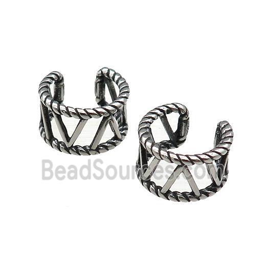 Stainless Steel Clip Earrings Antique Silver