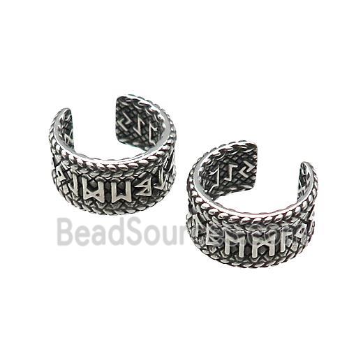 Stainless Steel Clip Earrings Antique Silver