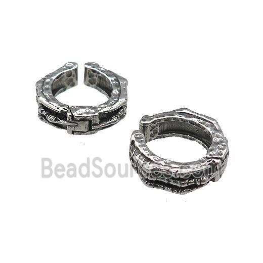 Stainless Steel Clip Earrings Antique Silver