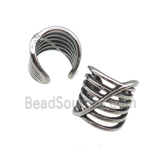 Stainless Steel Clip Earrings Antique Silver