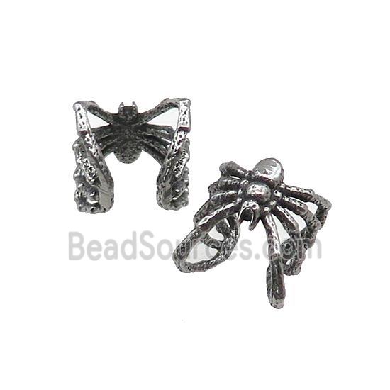 Stainless Steel Clip Earrings Spider Antique Silver