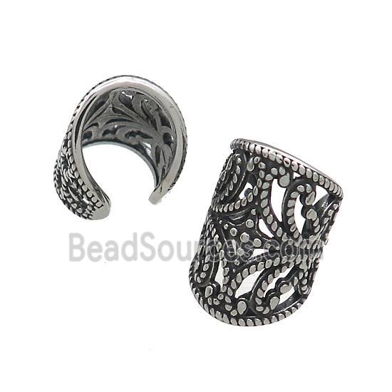 Stainless Steel Clip Earrings Antique Silver