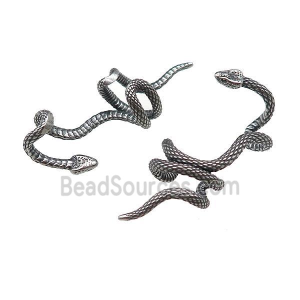 Stainless Steel Clip Earrings Snake Antique Silver