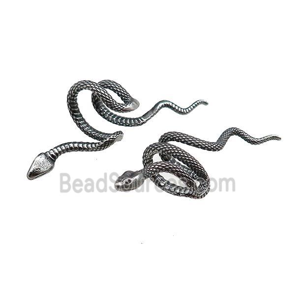 Stainless Steel Clip Earrings Snake Antique Silver