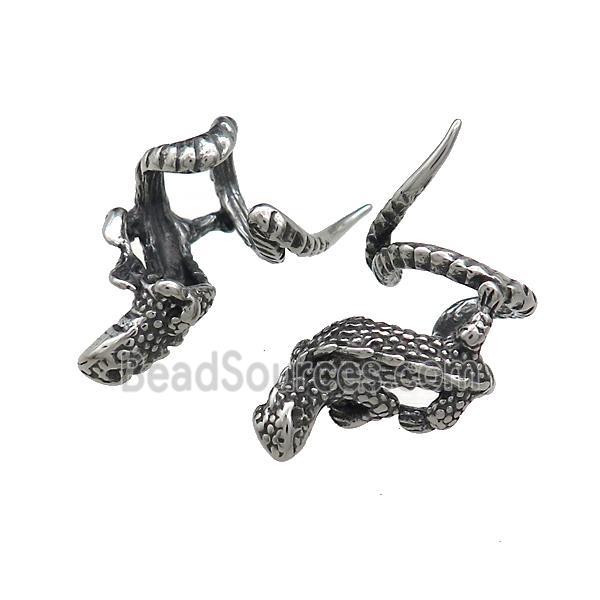 Stainless Steel Clip Earrings Snake Antique Silver