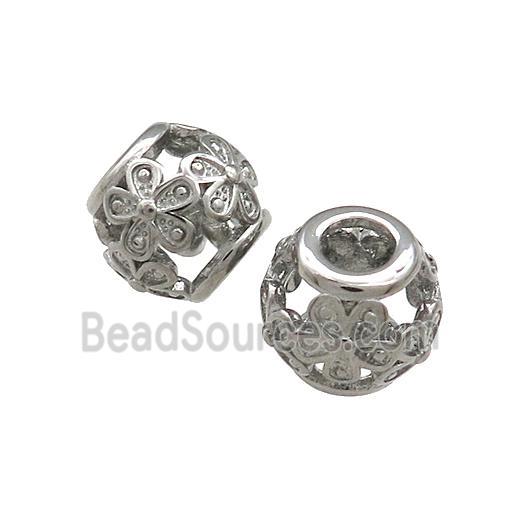Raw Titanium Steel Round Beads Large Hole Hollow