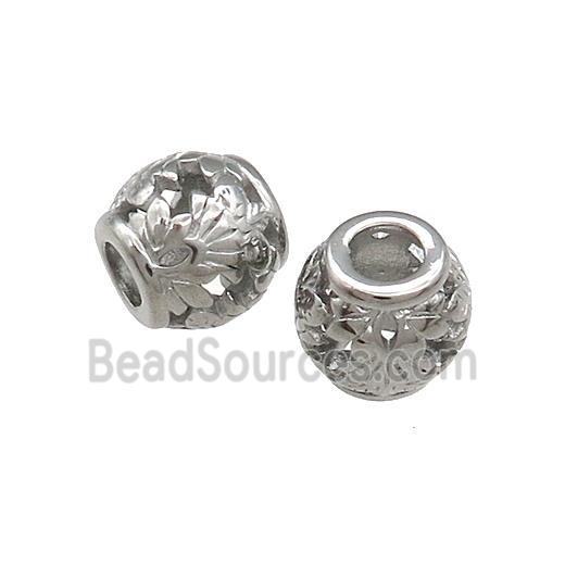 Raw Titanium Steel Barrel Beads Large Hole Hollow 