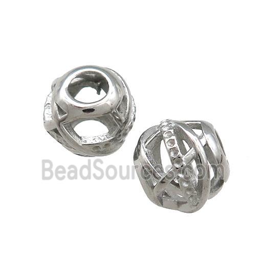 Raw Titanium Steel Round Beads Large Hole Hollow