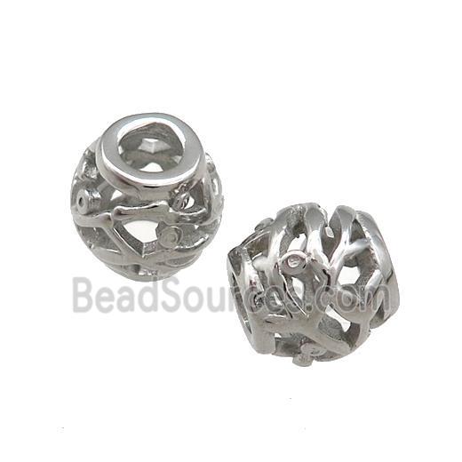 Raw Titanium Steel Barrel Beads Large Hole Hollow