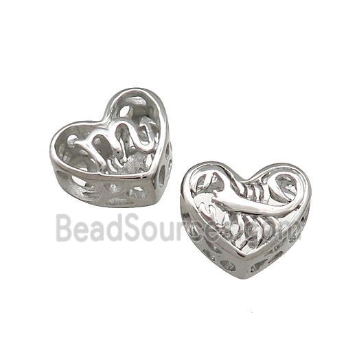 Raw Titanium Steel Heart Beads Zodiac Scorpio Large Hole Hollow