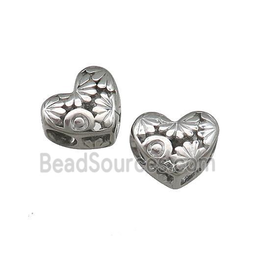 Raw Titanium Steel Heart Beads Flower Large Hole Hollow