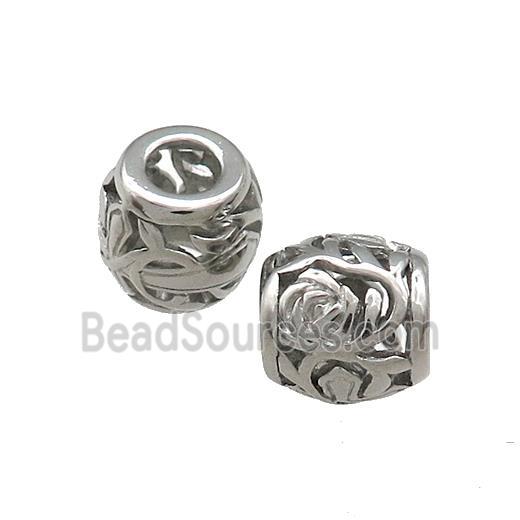 Raw Titanium Steel Barrel Beads Flower Large Hole Hollow