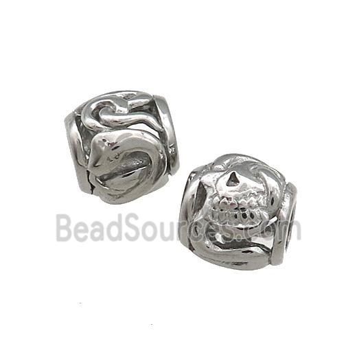 Raw Steel Barrel Beads Large Hole Hollow