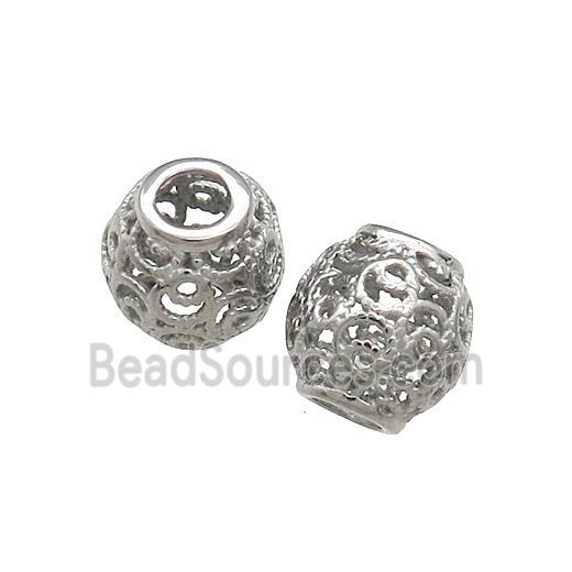 Raw Titanium Steel Round Beads Large Hole Hollow