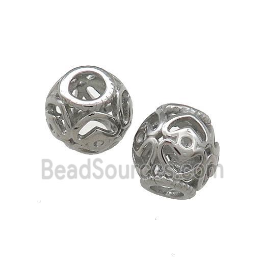 Raw Titanium Steel Round Beads Large Hole Hollow