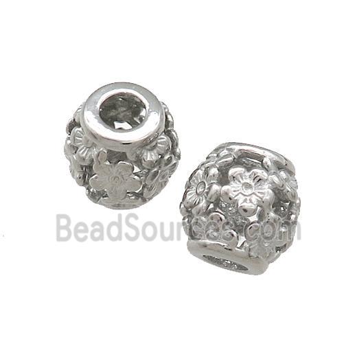 Raw Titanium Steel Barrel Beads Flower Large Hole Hollow
