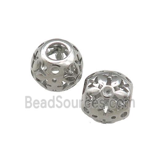 Raw Titanium Steel Round Beads Large Hole Hollow