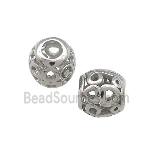 Raw Titanium Steel Round Beads Large Hole Hollow