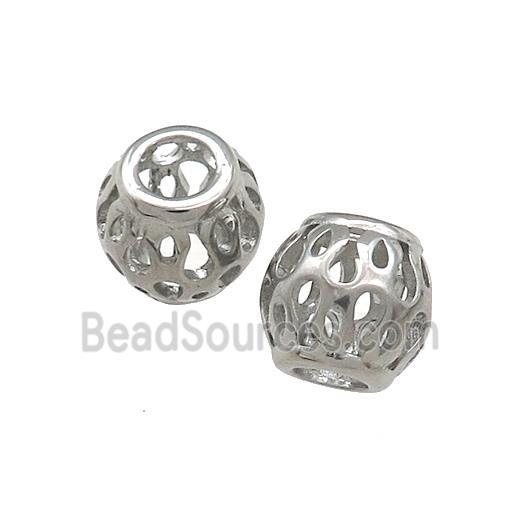 Raw Titanium Steel Round Beads Large Hole Hollow